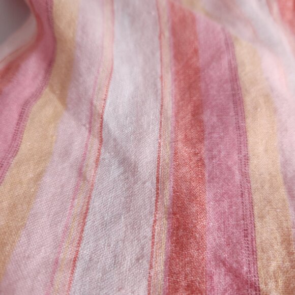 Gap Linen Tunic Womens Large Pink Striped V Neck Popover Coastal Beachwear - Picture 7 of 12